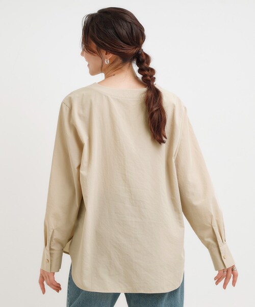 DRESKIP（ドレスキップ）の「【S-LL】大人ヘルシーなこなれ感 オープンカラーシャツ（シャツ/ブラウス・レディース・ベージュ/オリーブ・01/02/03/04）」の8枚目の写真