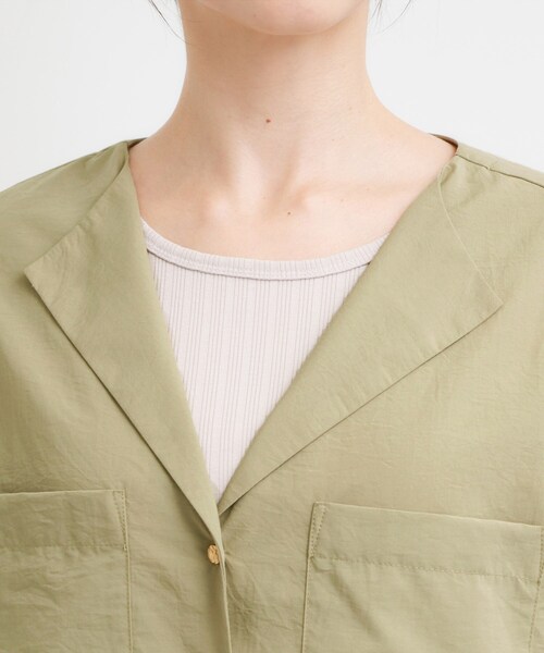 DRESKIP（ドレスキップ）の「【S-LL】大人ヘルシーなこなれ感 オープンカラーシャツ（シャツ/ブラウス・レディース・ベージュ/オリーブ・01/02/03/04）」の14枚目の写真