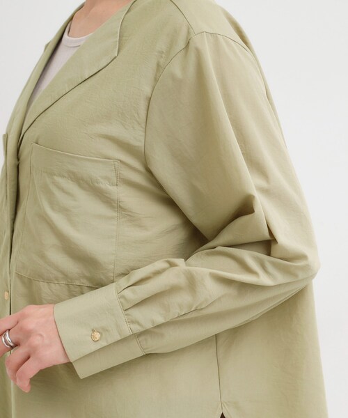 DRESKIP（ドレスキップ）の「【S-LL】大人ヘルシーなこなれ感 オープンカラーシャツ（シャツ/ブラウス・レディース・ベージュ/オリーブ・01/02/03/04）」の16枚目の写真