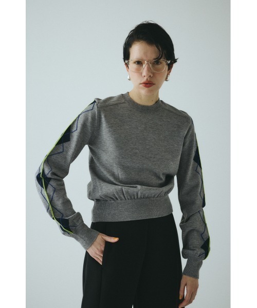 HeRIN.CYE(ヘリンドットサイ)の「Neon argyle knit tops ネオンアーガイルニットトップス(ニット/セーター・レディース・ベージュ/マジェンタ/グレー・FREE)」の2枚目の写真