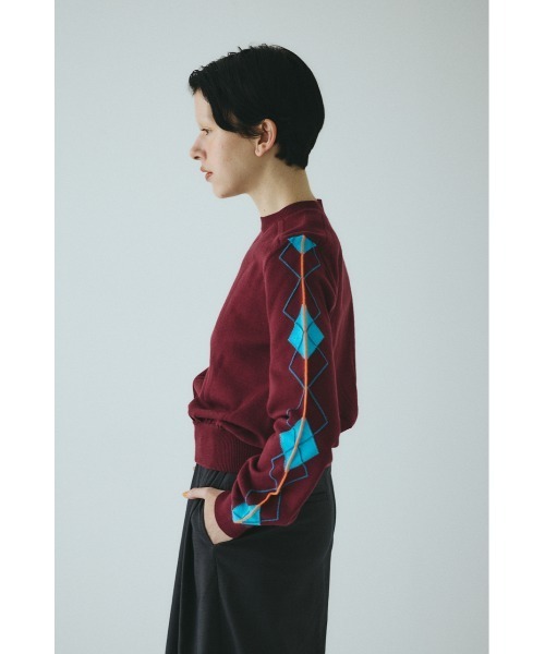 HeRIN.CYE(ヘリンドットサイ)の「Neon argyle knit tops ネオンアーガイルニットトップス(ニット/セーター・レディース・ベージュ/マジェンタ/グレー・FREE)」の9枚目の写真