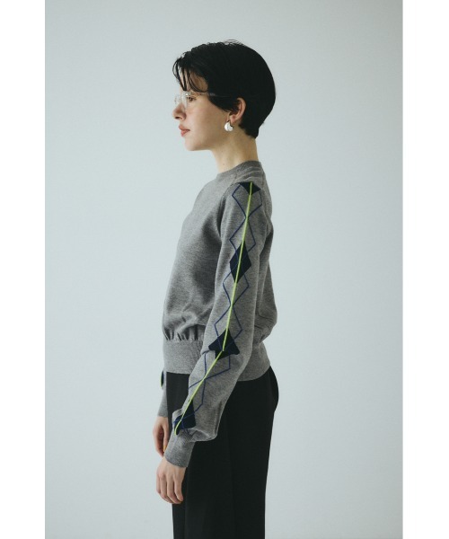 HeRIN.CYE(ヘリンドットサイ)の「Neon argyle knit tops ネオンアーガイルニットトップス(ニット/セーター・レディース・ベージュ/マジェンタ/グレー・FREE)」の12枚目の写真