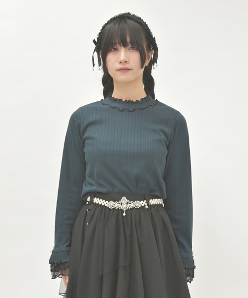 axes femme（アクシーズファム）の「ラメチュールメロープルオーバー（Tシャツ/カットソー・レディース・ダークグリーン/ワイン/ブラック/ダークブラウン/キナリ/パープル/ネイビー・FREE）」の8枚目の写真