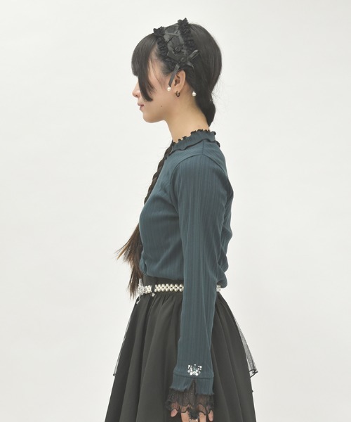 axes femme（アクシーズファム）の「ラメチュールメロープルオーバー（Tシャツ/カットソー・レディース・ダークグリーン/ワイン/ブラック/ダークブラウン/キナリ/パープル/ネイビー・FREE）」の9枚目の写真