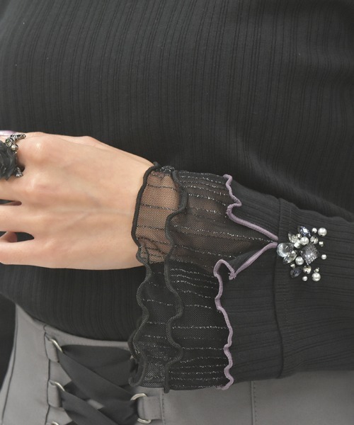 axes femme（アクシーズファム）の「ラメチュールメロープルオーバー（Tシャツ/カットソー・レディース・ダークグリーン/ワイン/ブラック/ダークブラウン/キナリ/パープル/ネイビー・FREE）」の12枚目の写真