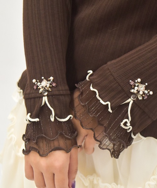 axes femme（アクシーズファム）の「ラメチュールメロープルオーバー（Tシャツ/カットソー・レディース・ダークグリーン/ワイン/ブラック/ダークブラウン/キナリ/パープル/ネイビー・FREE）」の13枚目の写真