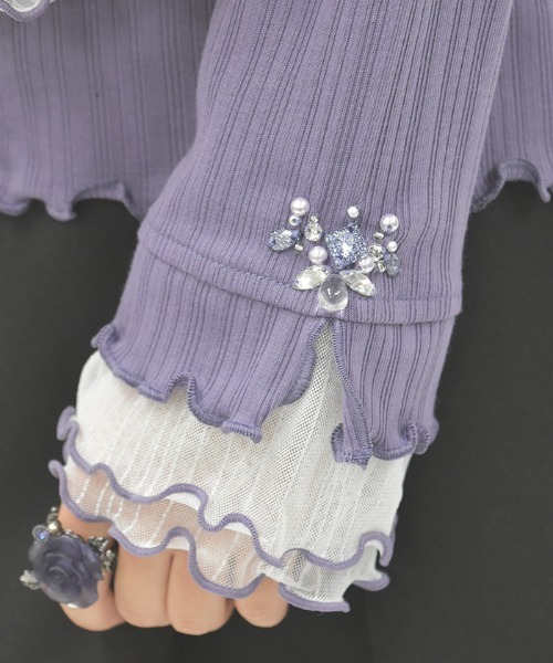 axes femme（アクシーズファム）の「ラメチュールメロープルオーバー（Tシャツ/カットソー・レディース・ダークグリーン/ワイン/ブラック/ダークブラウン/キナリ/パープル/ネイビー・FREE）」の14枚目の写真