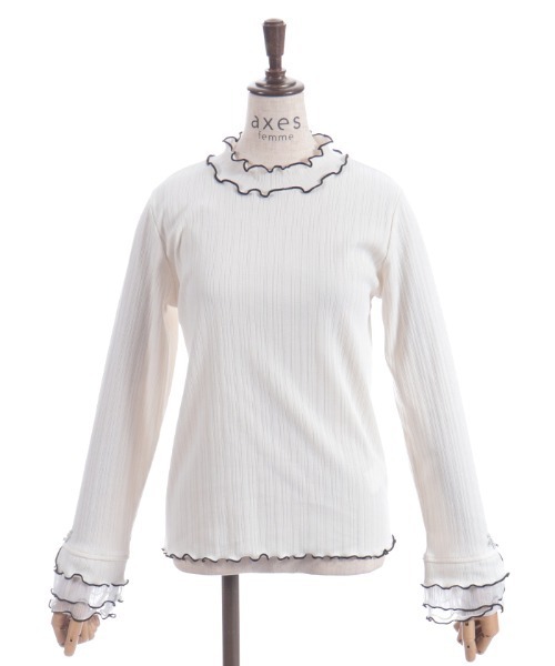 axes femme（アクシーズファム）の「ラメチュールメロープルオーバー（Tシャツ/カットソー・レディース・ダークグリーン/ワイン/ブラック/ダークブラウン/キナリ/パープル/ネイビー・FREE）」の16枚目の写真