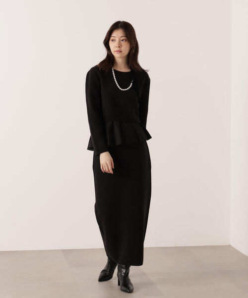 PROPORTION BODY DRESSING(プロポーションボディドレッシング)の「<ウォッシャブル>ランダムヘムペプラムニットSETUP / 1215240101(ワンピース・レディース・グレー系その他/ブラック/オフホワイト・P/S/MEDIUM)」の5枚目の写真