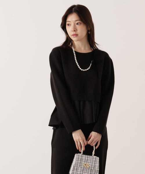 PROPORTION BODY DRESSING(プロポーションボディドレッシング)の「<ウォッシャブル>ランダムヘムペプラムニットSETUP / 1215240101(ワンピース・レディース・グレー系その他/ブラック/オフホワイト・P/S/MEDIUM)」の8枚目の写真