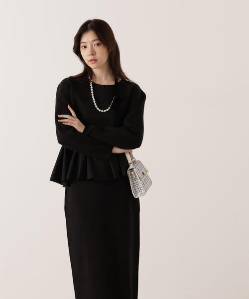 PROPORTION BODY DRESSING(プロポーションボディドレッシング)の「<ウォッシャブル>ランダムヘムペプラムニットSETUP / 1215240101(ワンピース・レディース・グレー系その他/ブラック/オフホワイト・P/S/MEDIUM)」の9枚目の写真