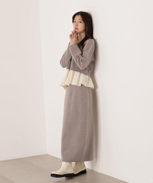 PROPORTION BODY DRESSING(プロポーションボディドレッシング)の「<ウォッシャブル>ランダムヘムペプラムニットSETUP / 1215240101(ワンピース・レディース・グレー系その他/ブラック/オフホワイト・P/S/MEDIUM)」の16枚目の写真