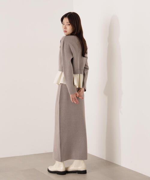 PROPORTION BODY DRESSING(プロポーションボディドレッシング)の「<ウォッシャブル>ランダムヘムペプラムニットSETUP / 1215240101(ワンピース・レディース・グレー系その他/ブラック/オフホワイト・P/S/MEDIUM)」の18枚目の写真