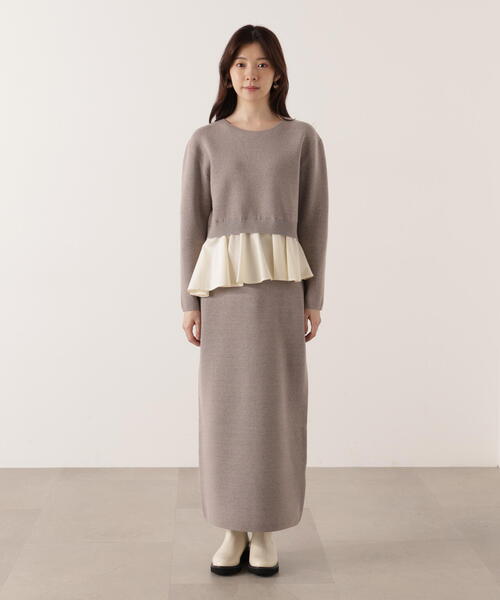 PROPORTION BODY DRESSING(プロポーションボディドレッシング)の「<ウォッシャブル>ランダムヘムペプラムニットSETUP / 1215240101(ワンピース・レディース・グレー系その他/ブラック/オフホワイト・P/S/MEDIUM)」の20枚目の写真