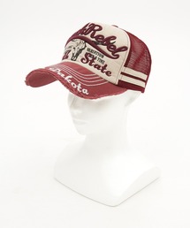 an meets zakka（アンミツザッカ）の「an meets zakka ロゴ刺繍＆アメカジプリントレトロメッシュキャップ（キャップ）」