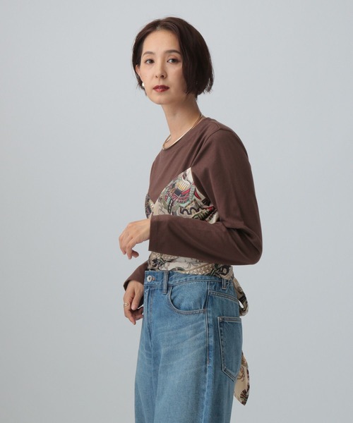 LEPSIM(レプシィム)の「スカーフビスチェ風長袖プルオーバー 603885(Tシャツ/カットソー・レディース・ブラック/ブラウン/アイボリー・FREE)」の5枚目の写真