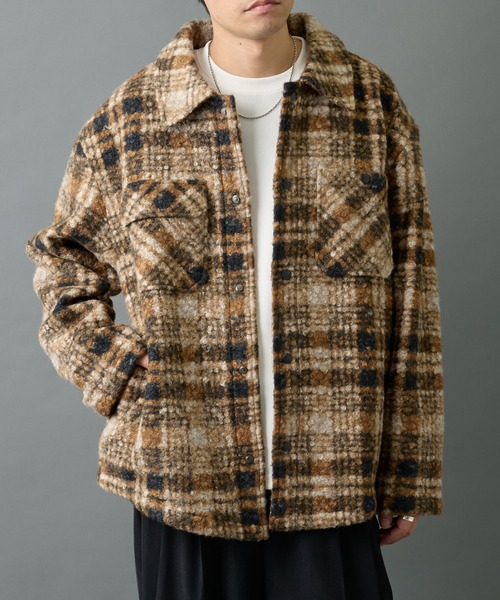 COLONY 2139(コロニートゥーワンスリーナイン)の「チェック圧縮ブークレーCPOジャケット(その他アウター・メンズ・ブラック/ブラウン・LARGE/MEDIUM)」の2枚目の写真