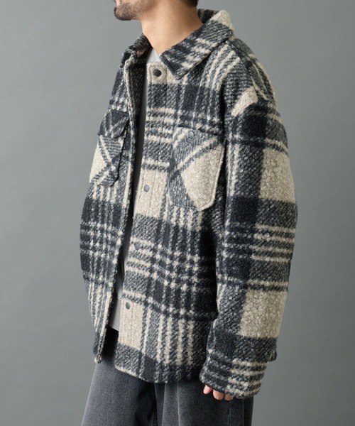 COLONY 2139(コロニートゥーワンスリーナイン)の「チェック圧縮ブークレーCPOジャケット(その他アウター・メンズ・ブラック/ブラウン・LARGE/MEDIUM)」の4枚目の写真