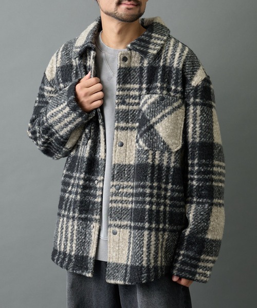 COLONY 2139(コロニートゥーワンスリーナイン)の「チェック圧縮ブークレーCPOジャケット(その他アウター・メンズ・ブラック/ブラウン・LARGE/MEDIUM)」の3枚目の写真