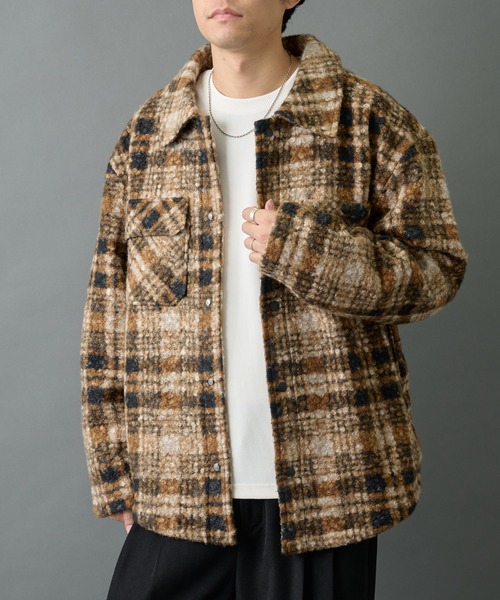 COLONY 2139(コロニートゥーワンスリーナイン)の「チェック圧縮ブークレーCPOジャケット(その他アウター・メンズ・ブラック/ブラウン・LARGE/MEDIUM)」の7枚目の写真