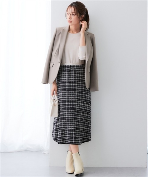 7days Life Styling(セブンデイズライフスタイリング)の「【静電防止】チェック柄ドッキングニットワンピース(ワンピース・レディース・アイボリー系/ブラック系・M/L/LL/3L/4L/S)」の13枚目の写真