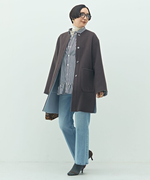 セール】バイカラーリバーコート（ノーカラーコート）｜NOLLEY'S