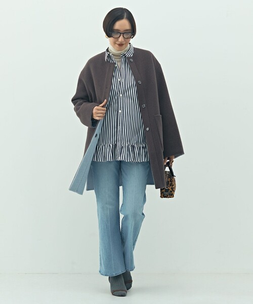 セール】バイカラーリバーコート（ノーカラーコート）｜NOLLEY'S