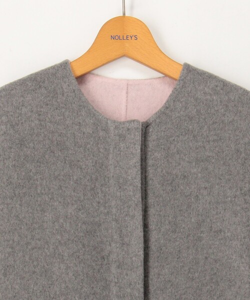 NOLLEY’S（ノーリーズ）の「バイカラーリバーコート（ノーカラーコート・レディース・ブラウン/ライトグレー・38）」の13枚目の写真
