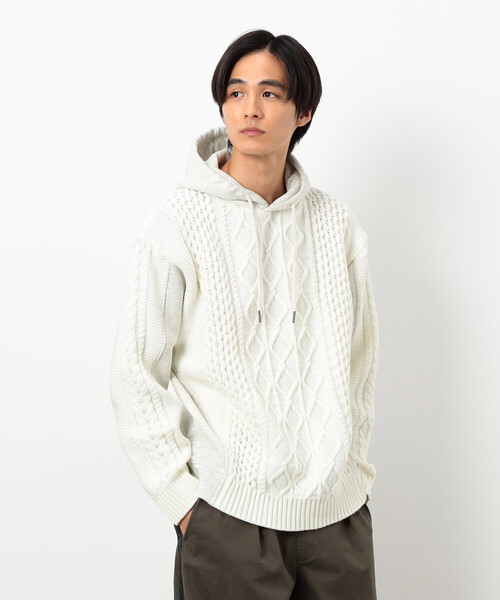 COMME CA ISM(コムサイズム)の「ニット×裏シャギーパーカ(ニット/セーター・メンズ・ブルー/アイボリー/ブラック・SMALL/MEDIUM/LARGE)」の6枚目の写真