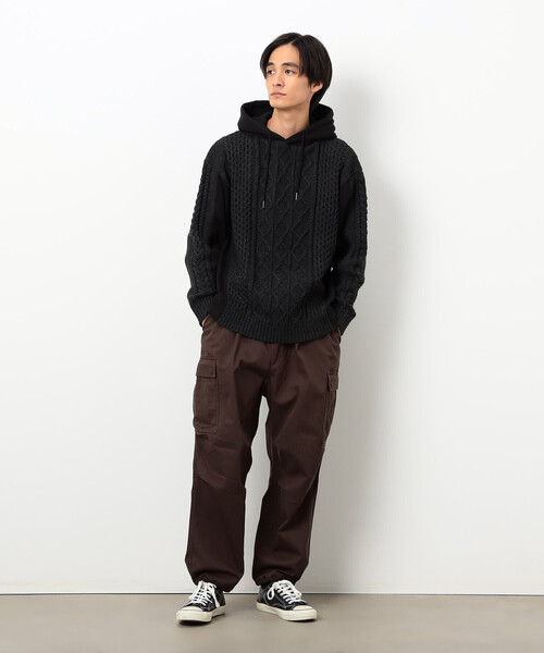 COMME CA ISM(コムサイズム)の「ニット×裏シャギーパーカ(ニット/セーター・メンズ・ブルー/アイボリー/ブラック・SMALL/MEDIUM/LARGE)」の14枚目の写真