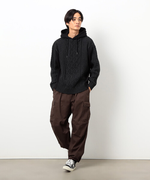 COMME CA ISM(コムサイズム)の「ニット×裏シャギーパーカ(ニット/セーター・メンズ・ブルー/アイボリー/ブラック・SMALL/MEDIUM/LARGE)」の15枚目の写真