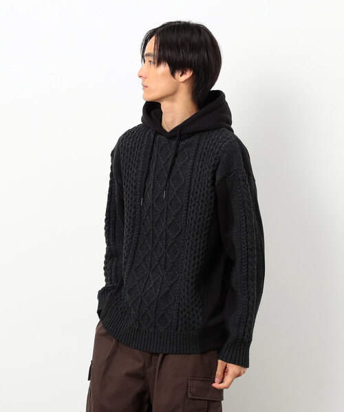 COMME CA ISM(コムサイズム)の「ニット×裏シャギーパーカ(ニット/セーター・メンズ・ブルー/アイボリー/ブラック・SMALL/MEDIUM/LARGE)」の16枚目の写真