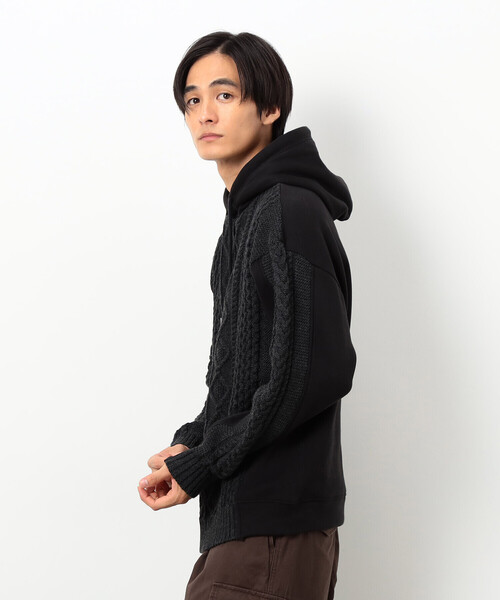 COMME CA ISM(コムサイズム)の「ニット×裏シャギーパーカ(ニット/セーター・メンズ・ブルー/アイボリー/ブラック・SMALL/MEDIUM/LARGE)」の17枚目の写真