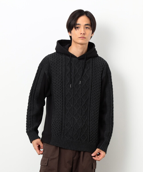 COMME CA ISM(コムサイズム)の「ニット×裏シャギーパーカ(ニット/セーター・メンズ・ブルー/アイボリー/ブラック・SMALL/MEDIUM/LARGE)」の18枚目の写真