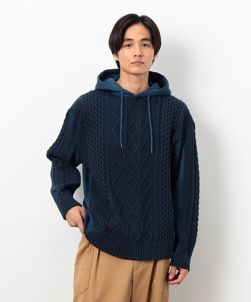 COMME CA ISM(コムサイズム)の「ニット×裏シャギーパーカ(ニット/セーター・メンズ・ブルー/アイボリー/ブラック・SMALL/MEDIUM/LARGE)」の21枚目の写真