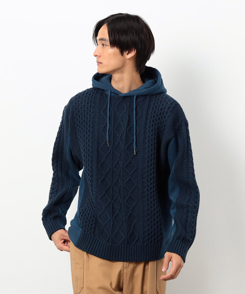 COMME CA ISM(コムサイズム)の「ニット×裏シャギーパーカ(ニット/セーター・メンズ・ブルー/アイボリー/ブラック・SMALL/MEDIUM/LARGE)」の22枚目の写真