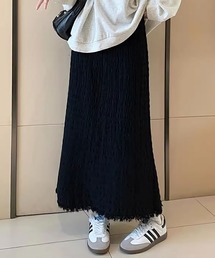 裾 フリンジ ロングスカート