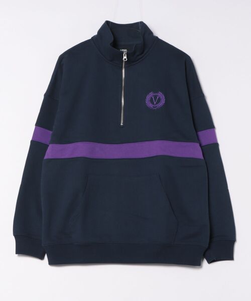 VANS(バンズ)の「VANS ヴァンズ M Bi-Color Half Zip Sweat スウェットクルー 125K1050100 NAVY(スウェット・メンズ・ブルー・MEDIUM/LARGE/X-LARGE)」の1枚目の写真