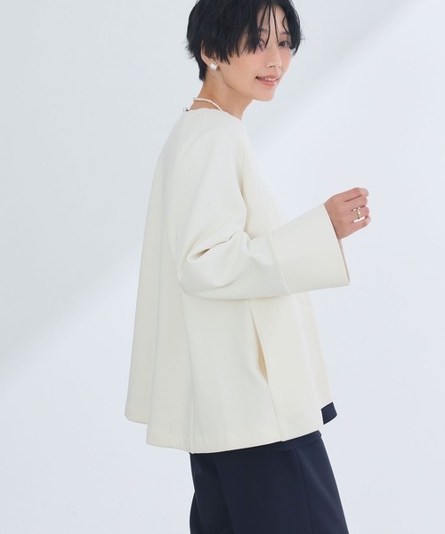 CROSS FUNCTION(クロスファンクション)の「正解 パールボタンAラインコート【CROSS FUNCTION/クロスファンクション】(ノーカラーコート・レディース・アイボリー/ネイビー・LL/L/M)」の22枚目の写真