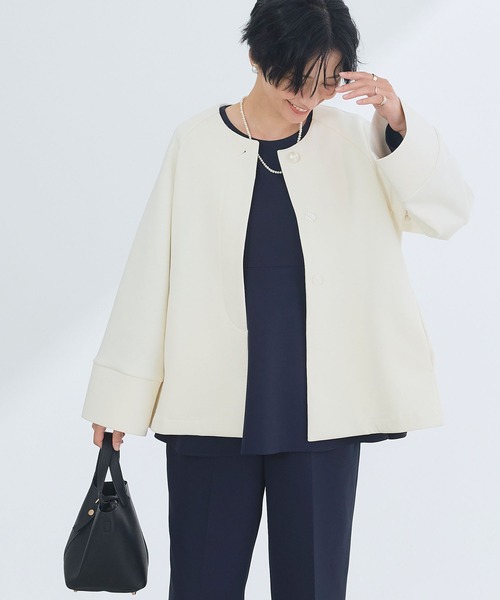 CROSS FUNCTION(クロスファンクション)の「正解 パールボタンAラインコート【CROSS FUNCTION/クロスファンクション】(ノーカラーコート・レディース・アイボリー/ネイビー・LL/L/M)」の21枚目の写真