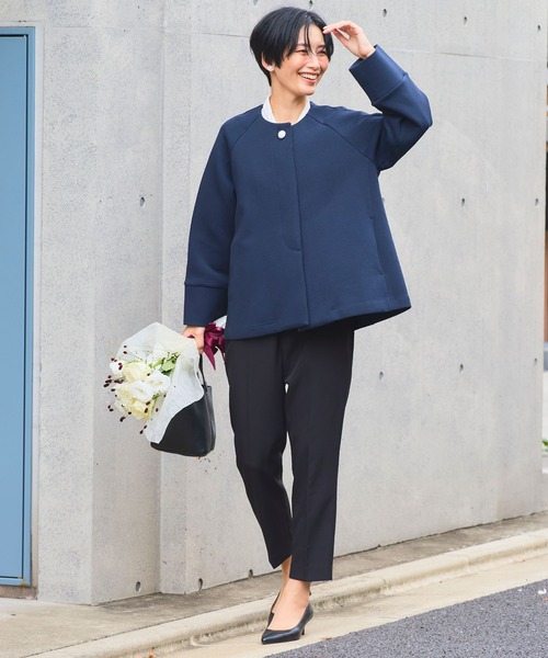 CROSS FUNCTION(クロスファンクション)の「正解 パールボタンAラインコート【CROSS FUNCTION/クロスファンクション】(ノーカラーコート・レディース・アイボリー/ネイビー・LL/L/M)」の18枚目の写真