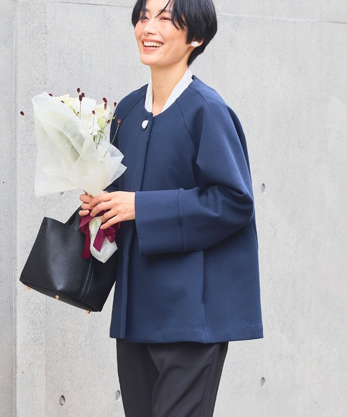 CROSS FUNCTION(クロスファンクション)の「正解 パールボタンAラインコート【CROSS FUNCTION/クロスファンクション】(ノーカラーコート・レディース・アイボリー/ネイビー・LL/L/M)」の17枚目の写真