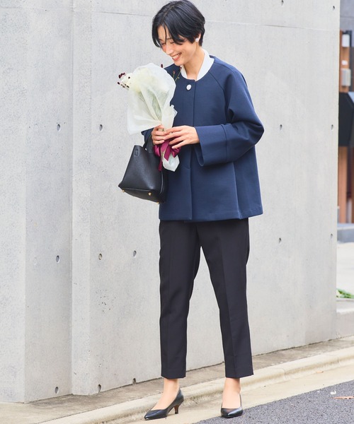 CROSS FUNCTION(クロスファンクション)の「正解 パールボタンAラインコート【CROSS FUNCTION/クロスファンクション】(ノーカラーコート・レディース・アイボリー/ネイビー・LL/L/M)」の19枚目の写真