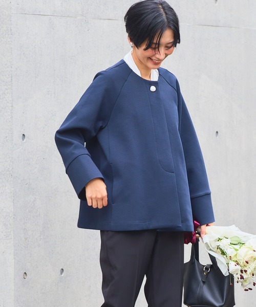 CROSS FUNCTION(クロスファンクション)の「正解 パールボタンAラインコート【CROSS FUNCTION/クロスファンクション】(ノーカラーコート・レディース・アイボリー/ネイビー・LL/L/M)」の16枚目の写真