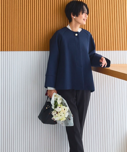 CROSS FUNCTION(クロスファンクション)の「正解 パールボタンAラインコート【CROSS FUNCTION/クロスファンクション】(ノーカラーコート・レディース・アイボリー/ネイビー・LL/L/M)」の12枚目の写真