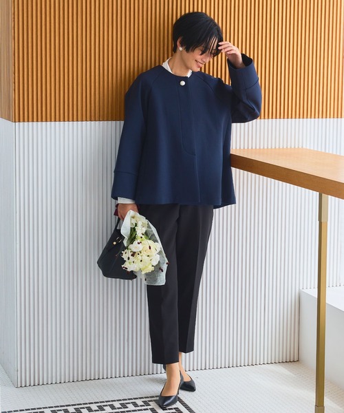 CROSS FUNCTION(クロスファンクション)の「正解 パールボタンAラインコート【CROSS FUNCTION/クロスファンクション】(ノーカラーコート・レディース・アイボリー/ネイビー・LL/L/M)」の13枚目の写真