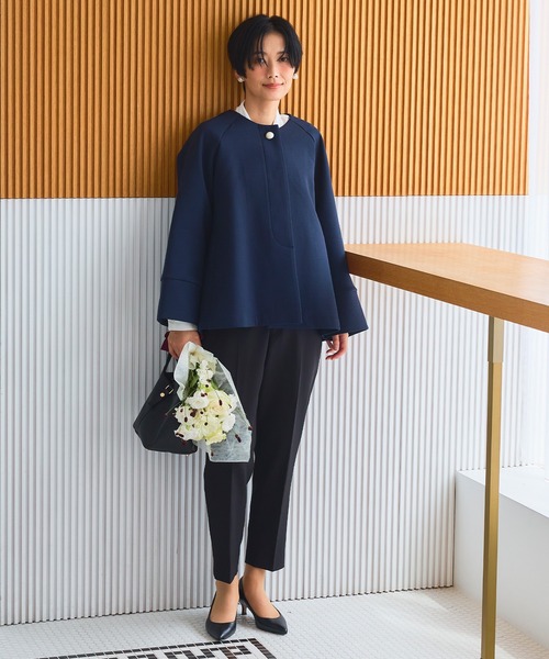 CROSS FUNCTION(クロスファンクション)の「正解 パールボタンAラインコート【CROSS FUNCTION/クロスファンクション】(ノーカラーコート・レディース・アイボリー/ネイビー・LL/L/M)」の15枚目の写真