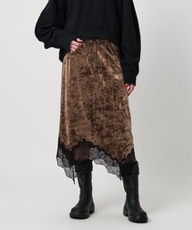 ASTRAET | <ASTRAET>ベロア/レース イレギュラーヘムスカート(スカート)