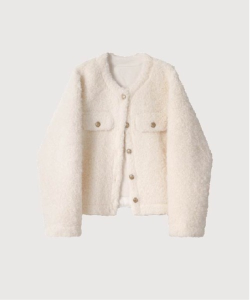 LA POMME petit(ラポミ・プチ)の「Elegant Golden Button Fur Coat(ムートンコート・レディース・ブラウン/ピンク/アイボリー・SMALL/MEDIUM)」の2枚目の写真