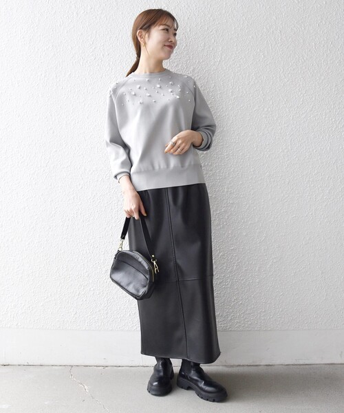 セール】SHIPS any:〈手洗い可能〉パールモチーフ ビジュー クルー